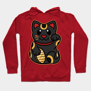 Cute Maneki Neko - Black Hoodie